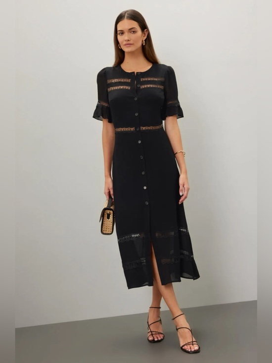 Reformation Dresses & Skirts - Reformation Black Lace-Trim Button Front Dress